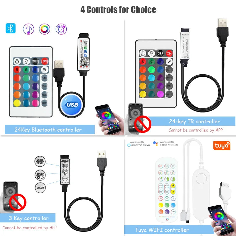 Smart RGB LED Strip – App Control, 5m-30m, WiFi & Bluetooth