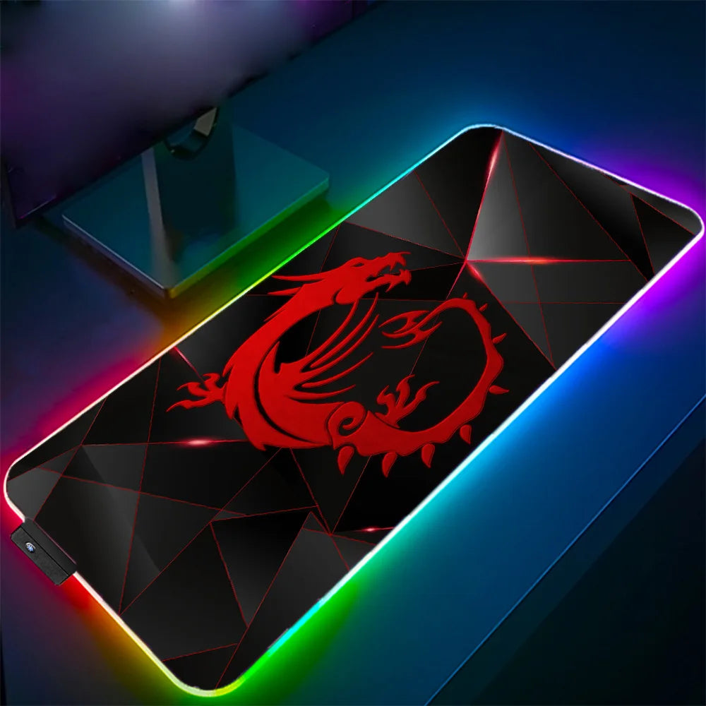 RGB Gaming Desk Mat – MSI Edition, LED Backlit, Anti-Slip