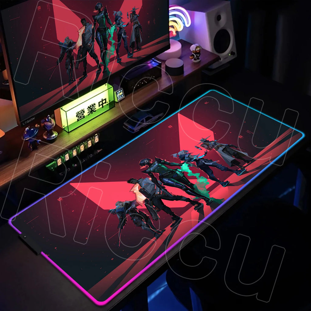 RGB Gaming Desk Mat – Valorant Edition, 30×80cm LED Backlit