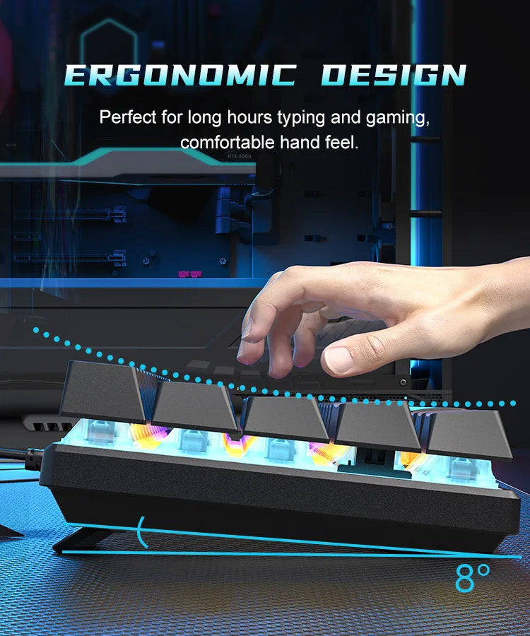 60% Mechanical Gaming Keyboard – RGB Backlit, Compact 61-Key