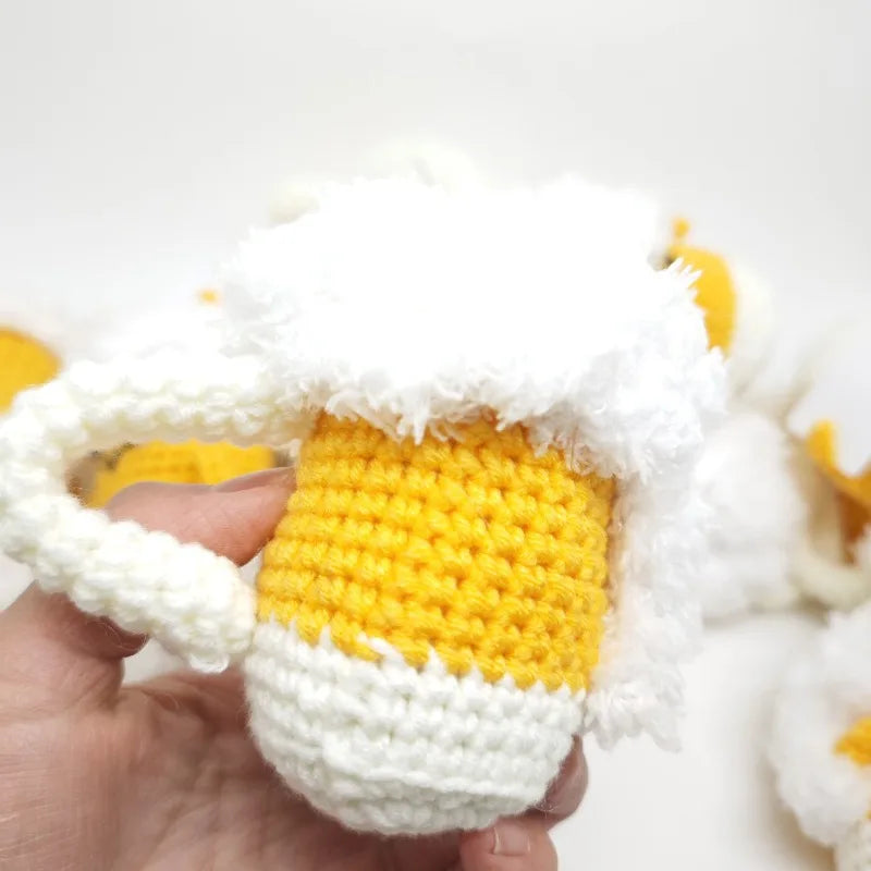 Funny Positive Beer Crochet Doll Pocket Hug Gift for Birthday Housewarming Party Decorations Christmas Halloween Gifts