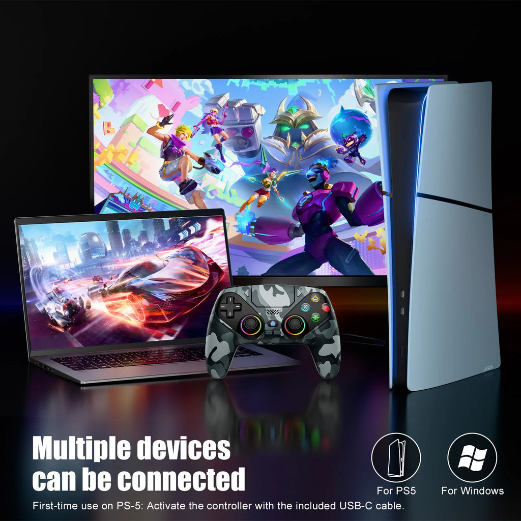 RGB Wireless Controller for PS5, PS5 Pro, PS5 Slim & PC