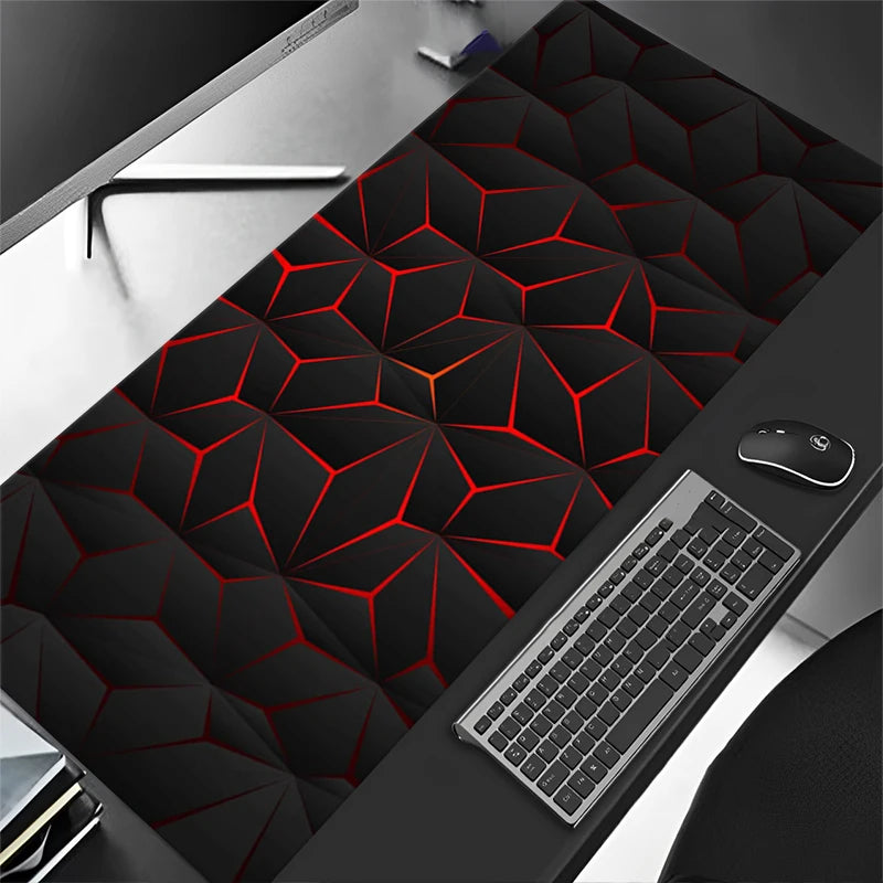 Large Gaming Mouse Pad Big Red Blue Gradient Design Non-Slip Rubber Sewn Edge Gaming Desk Mat Keyboard Gamers and Office Work