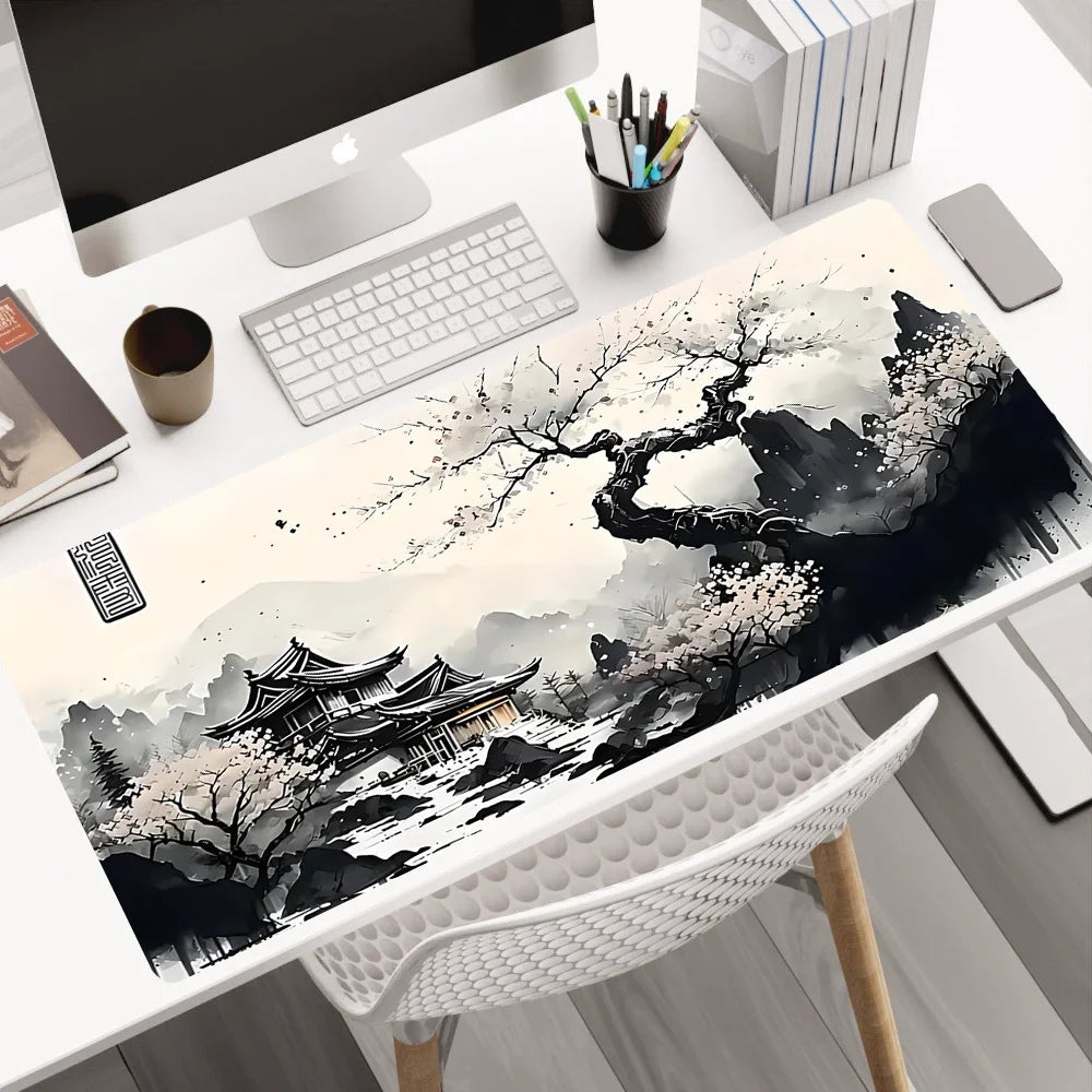 Sakura Landscape Gaming Desk Mat, Extended Non-Slip Mouse Pad