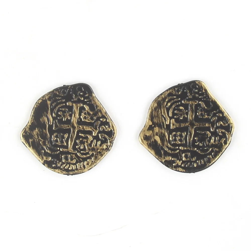 100PCS Plastic Roman Pirate Gold Coin Silver Coin Bronze Pirate Coin Party Decoration Carnival Halloween Props