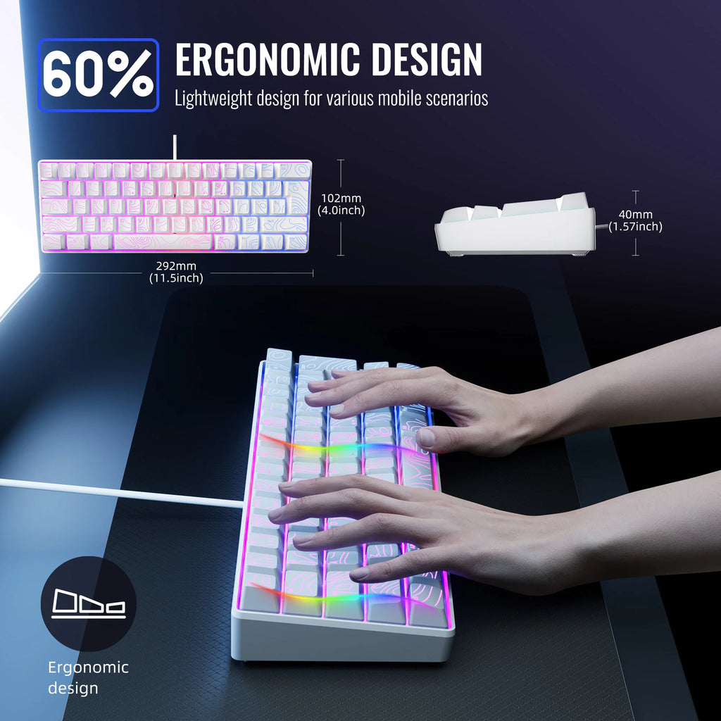 60% RGB Compact Gaming Keyboard, 61-Key Wired
