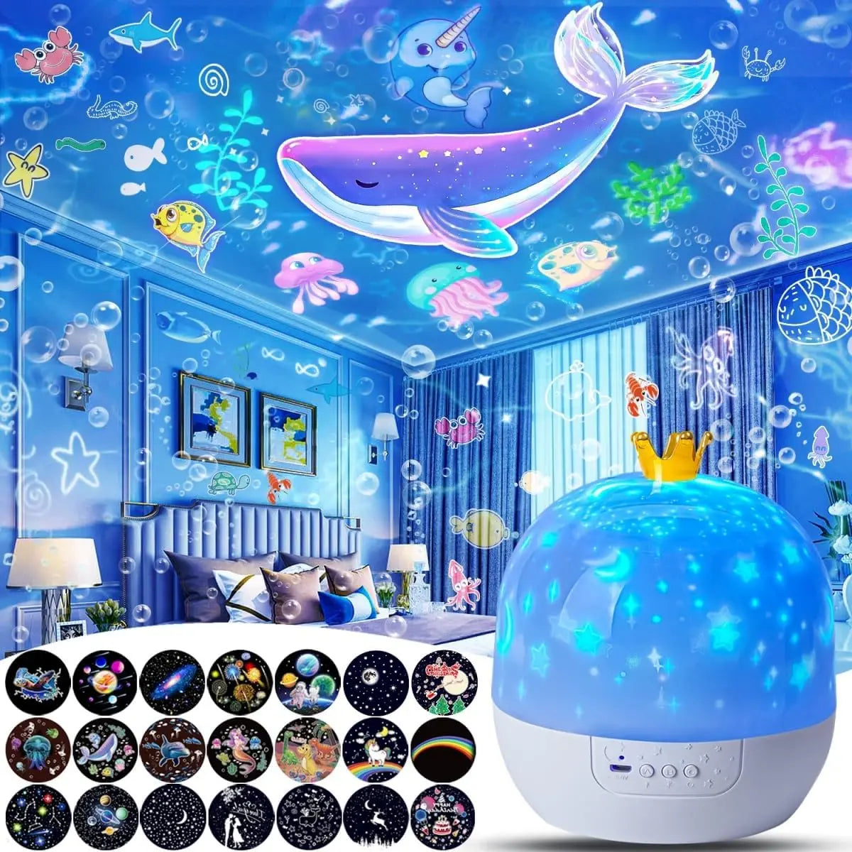 Galaxy Star Projector – 21-in-1 Scenes, 360° Rotate, Timer