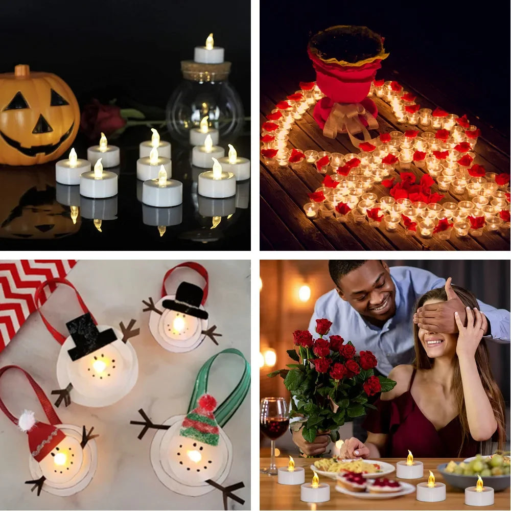 Flameless LED Electronic Candle with Remote Control LED Lighting with Flickering Flame Tea Lights Wedding Party Home Decor