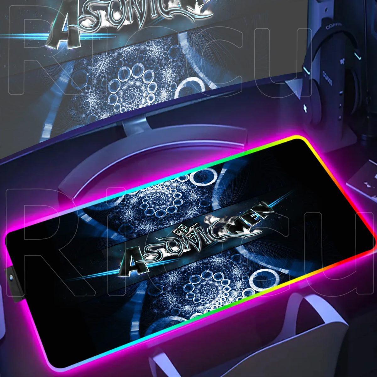 RGB Gaming Desk Mat – Geometry Dash Edition, Anime Style
