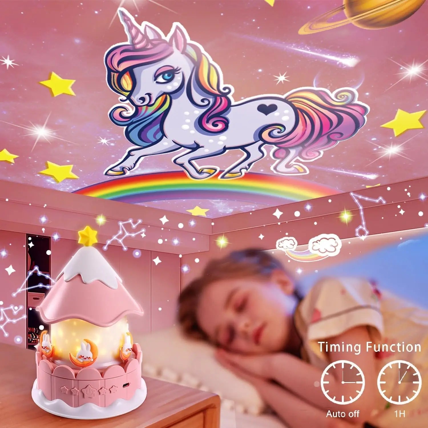 Galaxy Star Projector – 21-in-1 Scenes, 360° Rotate, Timer