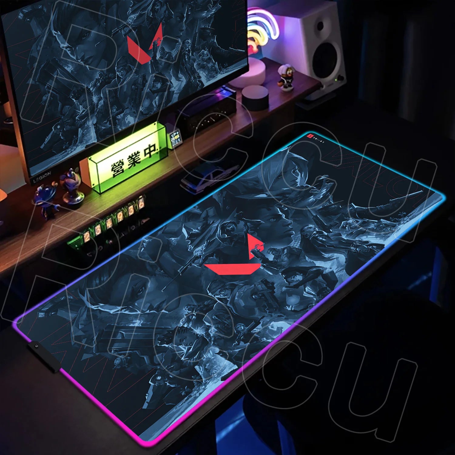 RGB Gaming Desk Mat – Valorant Edition, 30×80cm LED Backlit