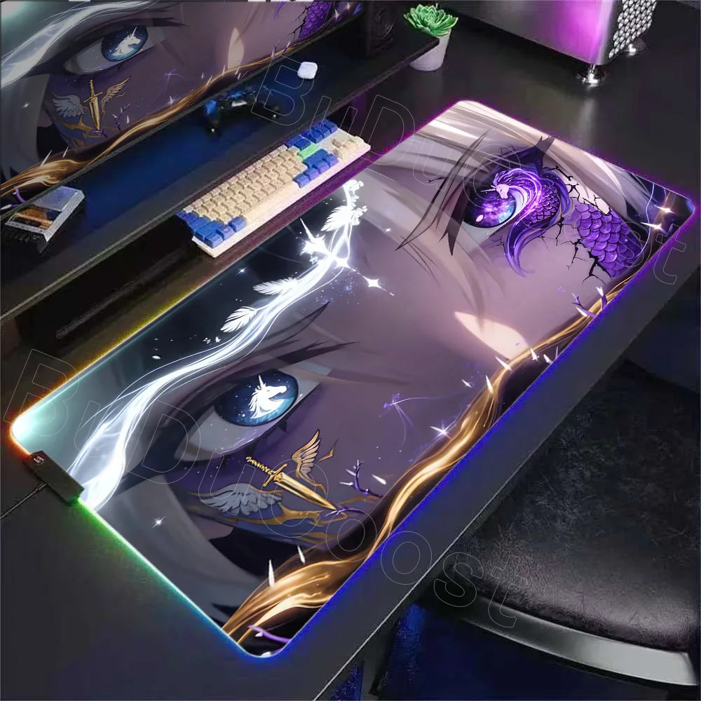 RGB Desk Mat Beautiful Shorekeeper Chisa Anime Large Mouse Pad XXL Wuthering Waves Gaming with Keyboard Area for Office PC Setup