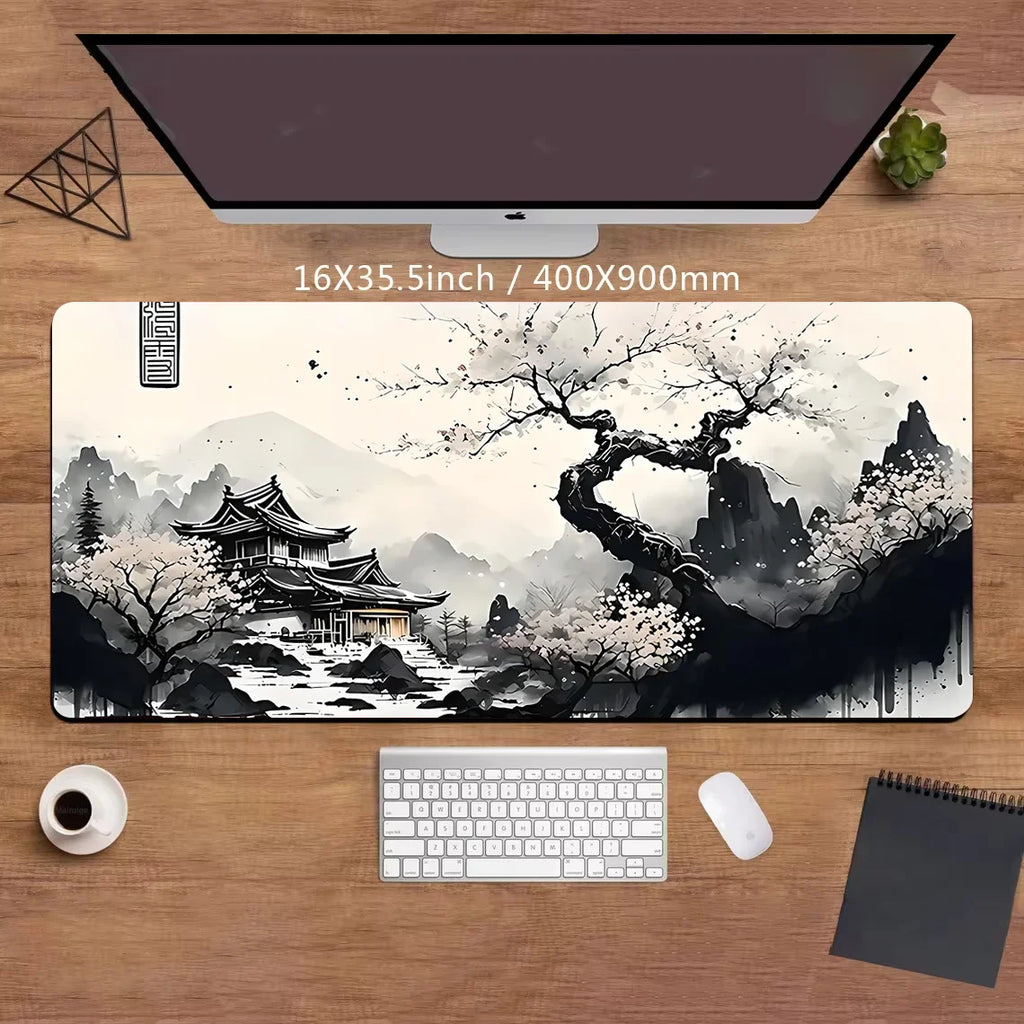 Sakura Landscape Gaming Desk Mat, Extended Non-Slip Mouse Pad