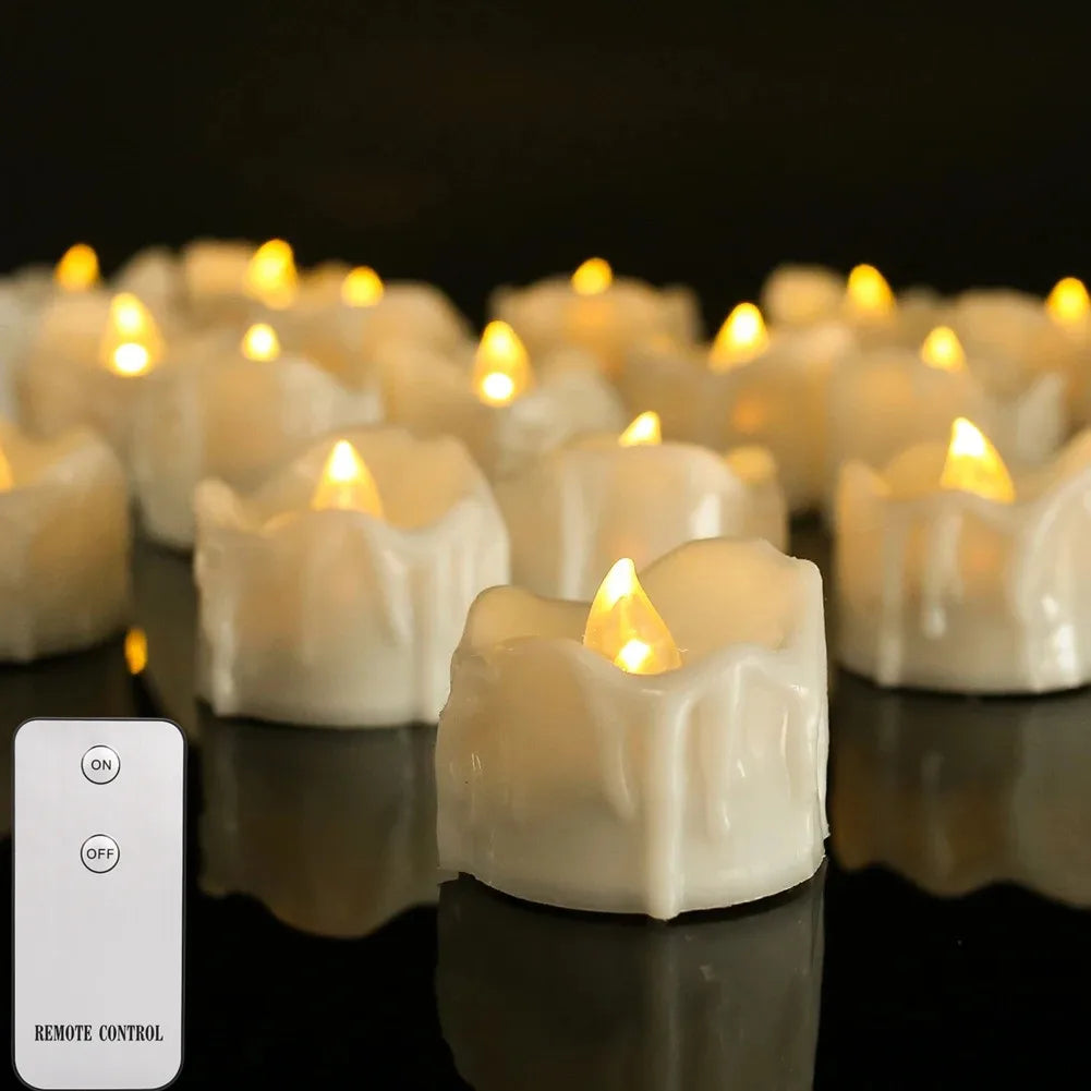 Flameless LED Electronic Candle with Remote Control LED Lighting with Flickering Flame Tea Lights Wedding Party Home Decor