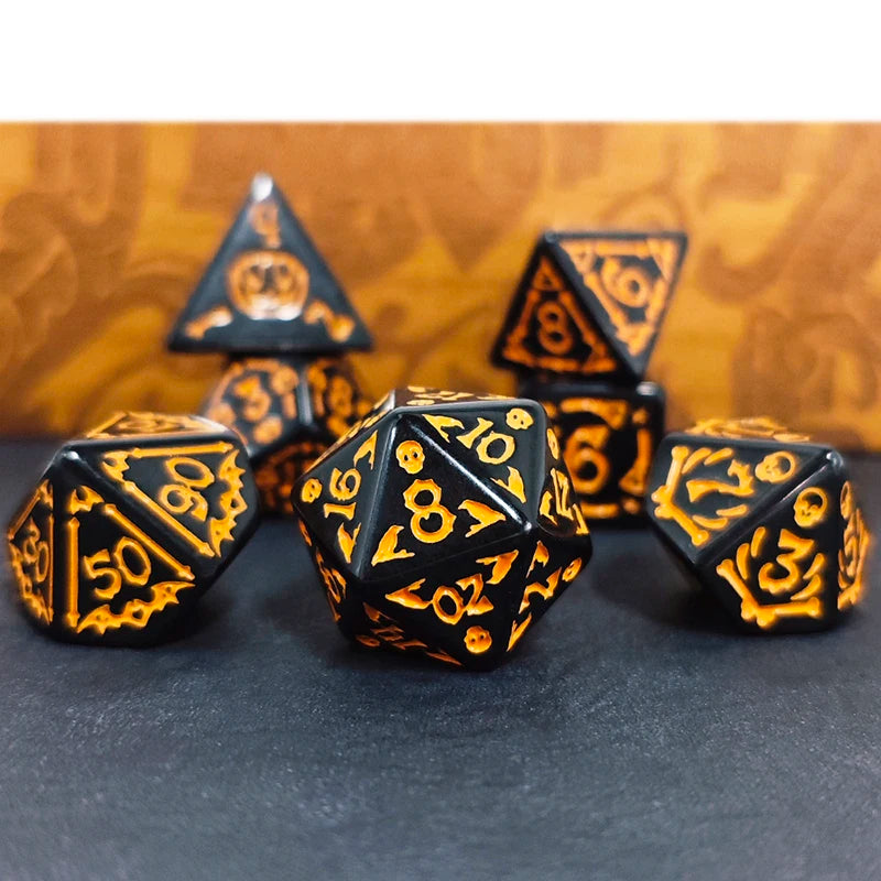 7pcs/set Halloween Themes Dice For DND RPG Entertainment Board Game Accessories D20 D12 D10 D8 D6 D4 Table Game Dice Set