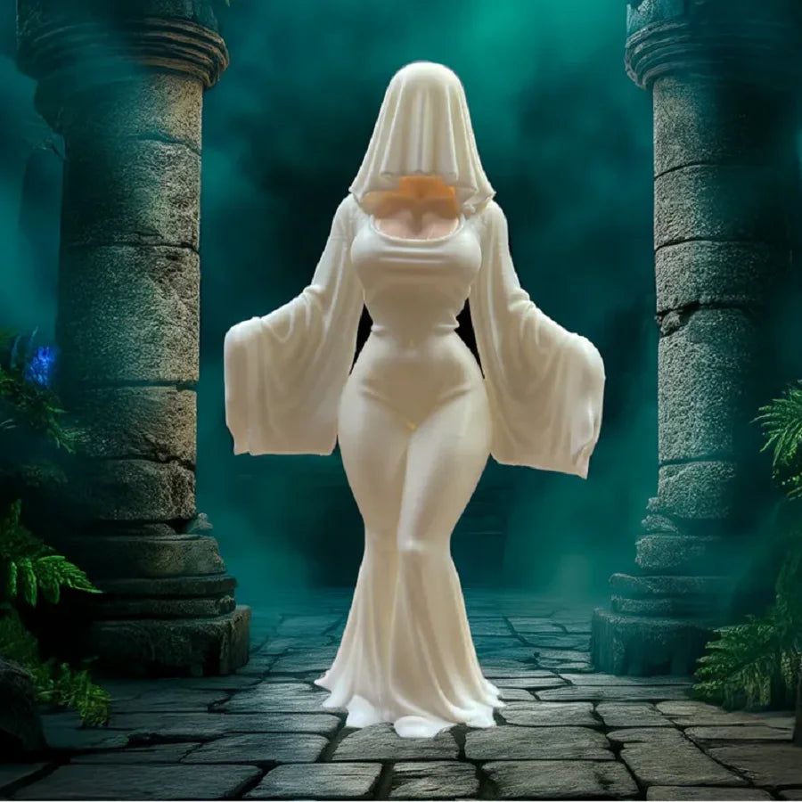 A 12cm Ghost Ornament, 3D Printed White Dress Ghost Decoration, Funny Halloween Indoor and Outdoor Decoration