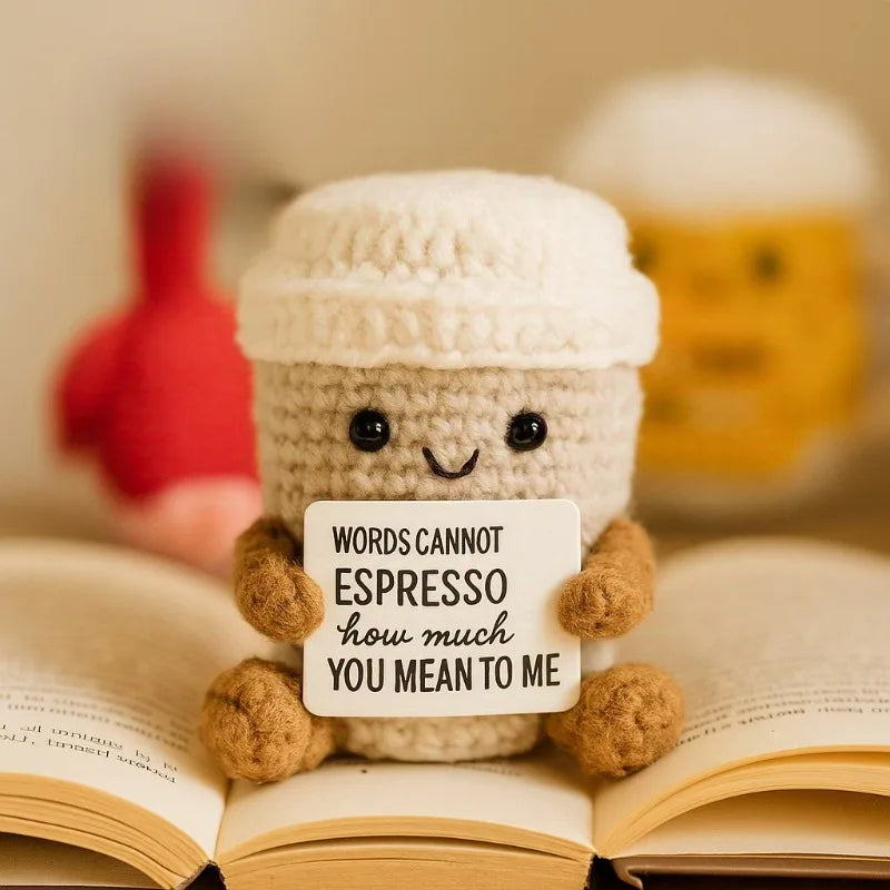 Funny Positive Beer Crochet Doll Pocket Hug Gift for Birthday Housewarming Party Decorations Christmas Halloween Gifts