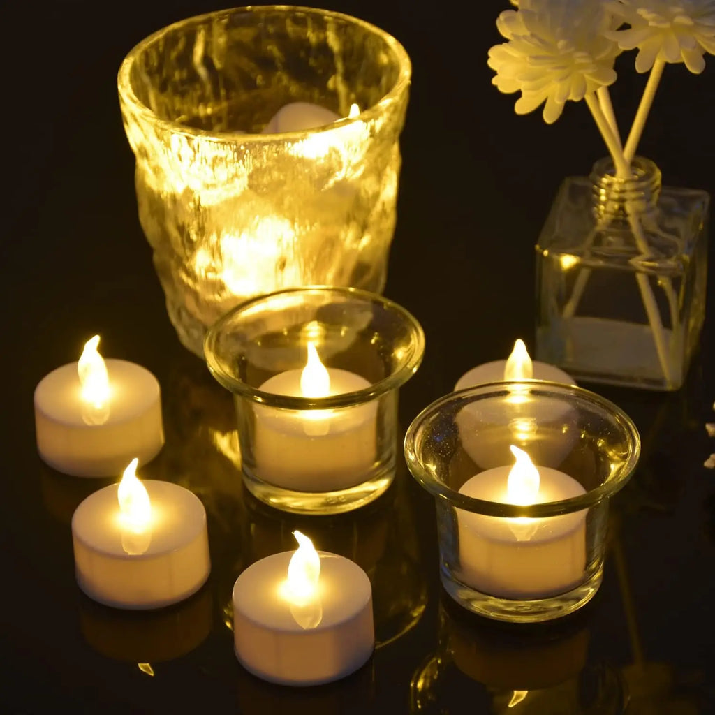 12-96Pcs Flameless LED Candle Creative wishing Led Tea Light Warm White Flameless Candle Halloween Christmas Decor Candle Light