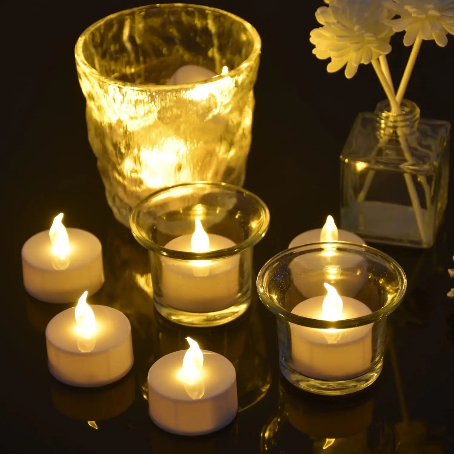 12-96Pcs Flameless LED Candle Creative wishing Led Tea Light Warm White Flameless Candle Halloween Christmas Decor Candle Light
