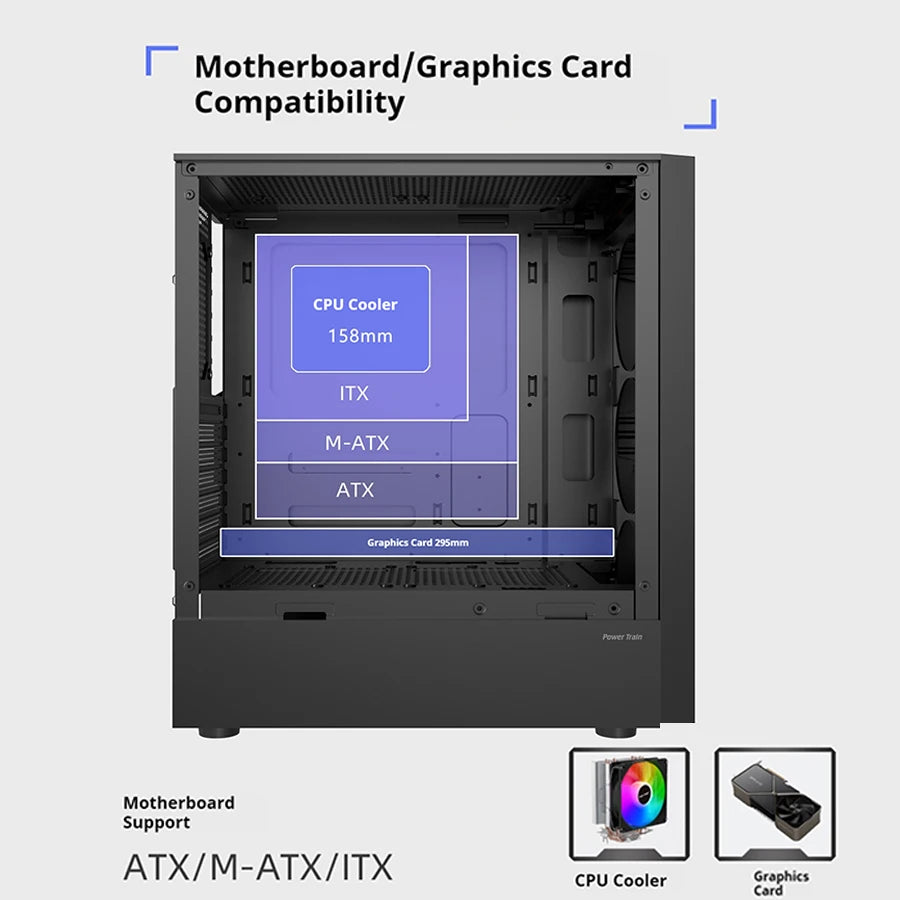Power Train ES500 RGB PC Case, ATX / Micro-ATX / Mini-ITX