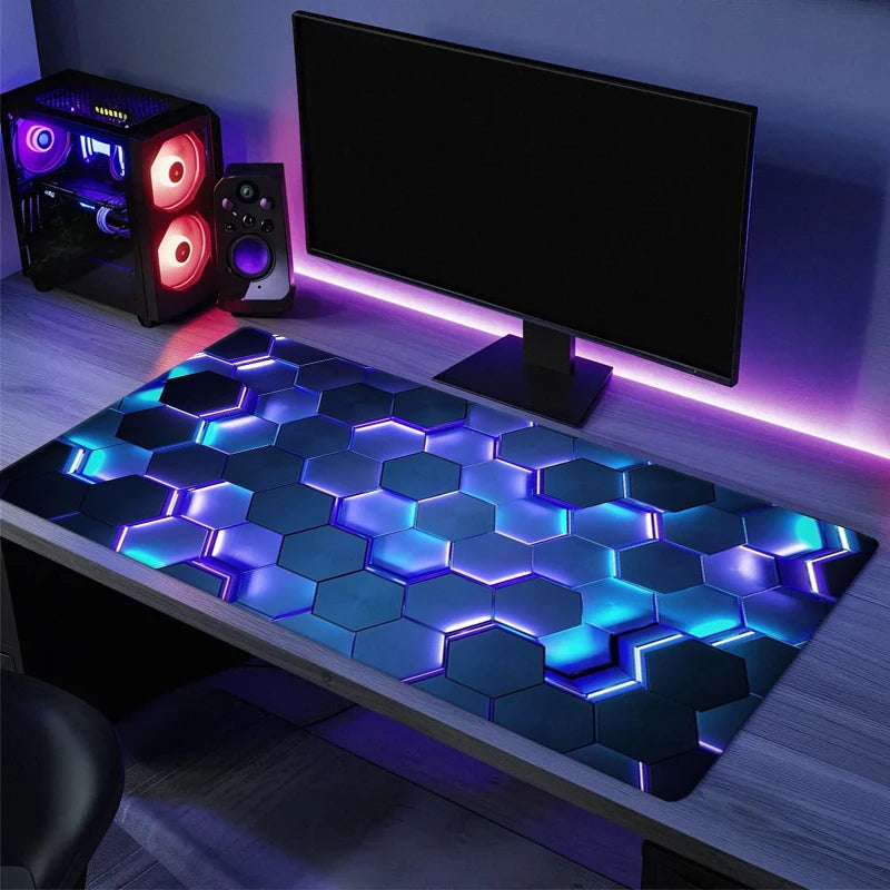 Large Gaming Mouse Pad Big Red Blue Gradient Design Non-Slip Rubber Sewn Edge Gaming Desk Mat Keyboard Gamers and Office Work