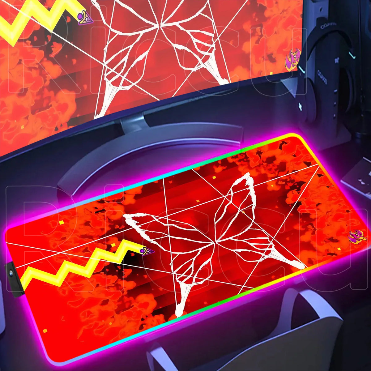 RGB Gaming Desk Mat – Geometry Dash Edition, Anime Style