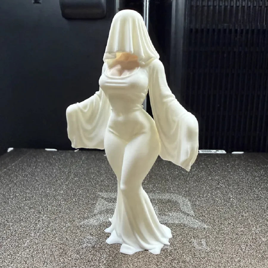 A 12cm Ghost Ornament, 3D Printed White Dress Ghost Decoration, Funny Halloween Indoor and Outdoor Decoration