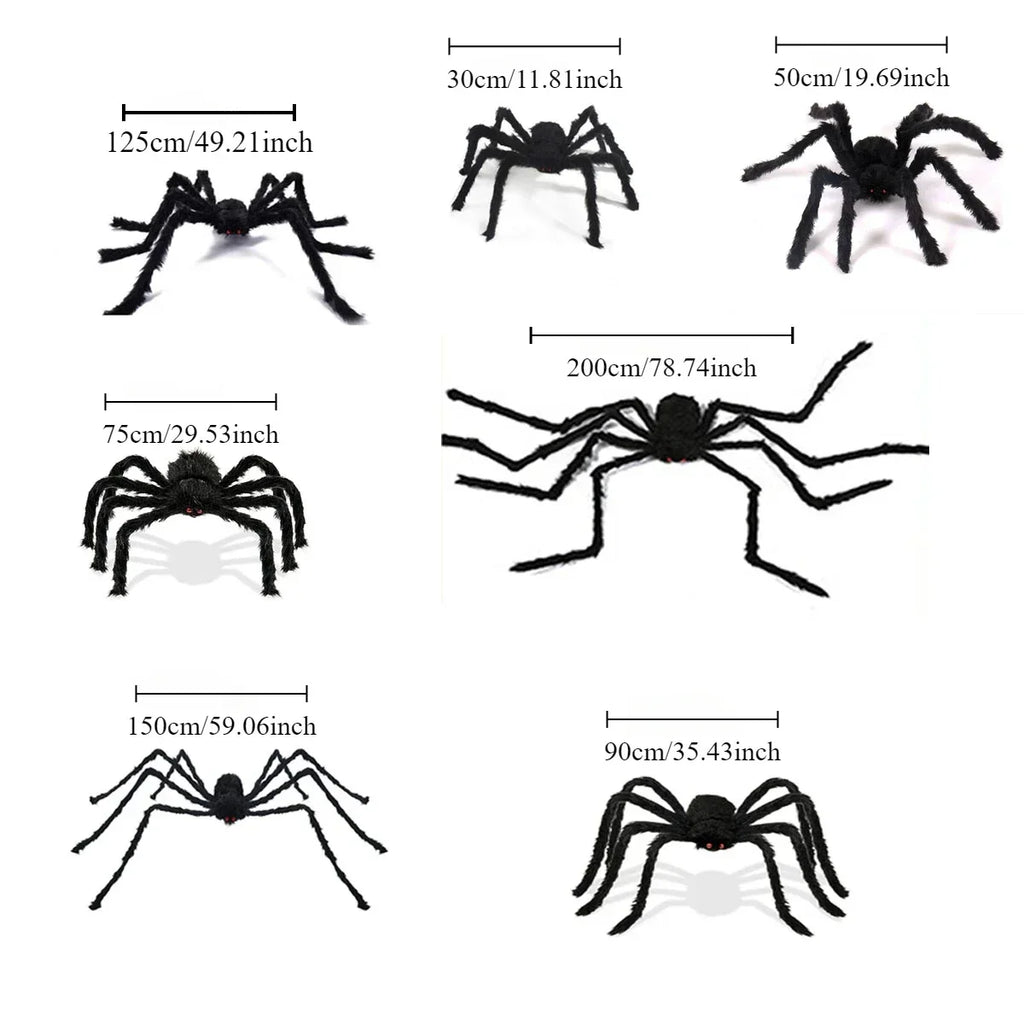 Halloween Black Scary Giant Spider Huge Spider Web Halloween Decoration for Home Bar Haunted House Props Holiday Outdoor Decor
