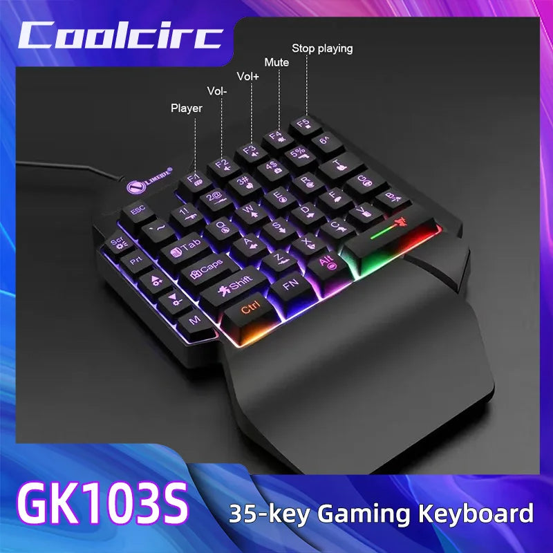 35-Key Single-Handed Mechanical Gaming Keyboard – RGB, USB Wired
