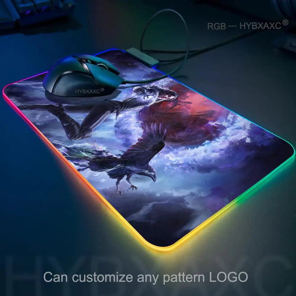 T_the W_witcher 3 Mouse Pad RGB Gaming Accessories Mouse Luminous Desk Mat Backlit Pad Cushion LED Large Gamer Luminous Mat