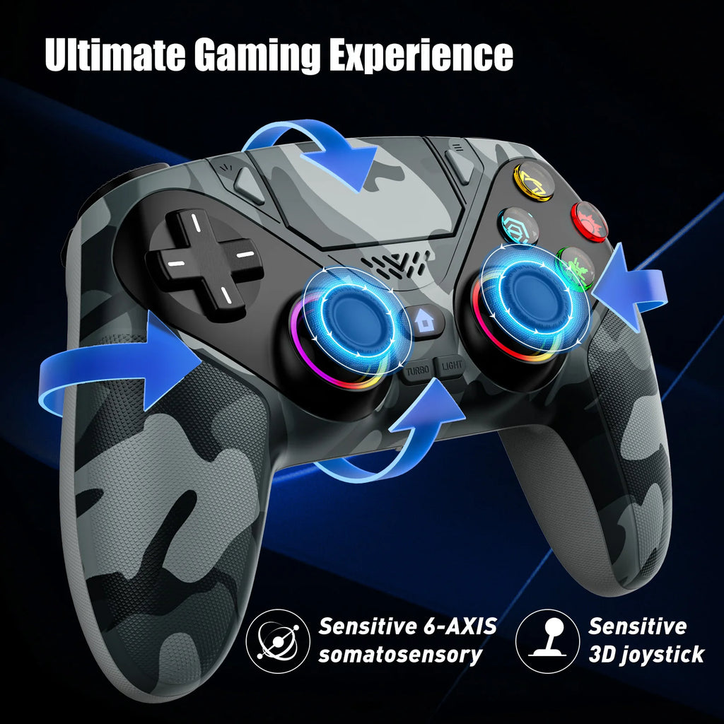 RGB Wireless Controller for PS5, PS5 Pro, PS5 Slim & PC