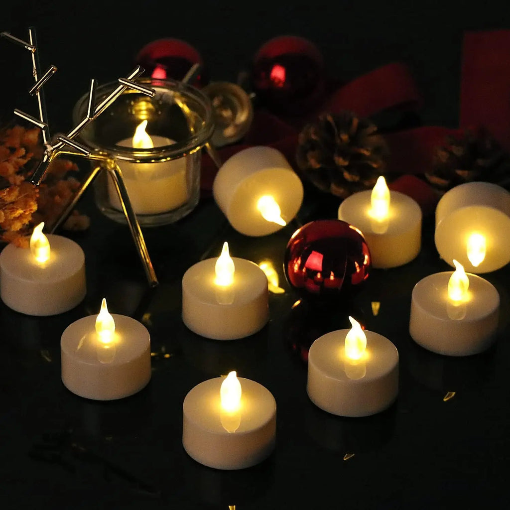 12-96Pcs Flameless LED Candle Creative wishing Led Tea Light Warm White Flameless Candle Halloween Christmas Decor Candle Light