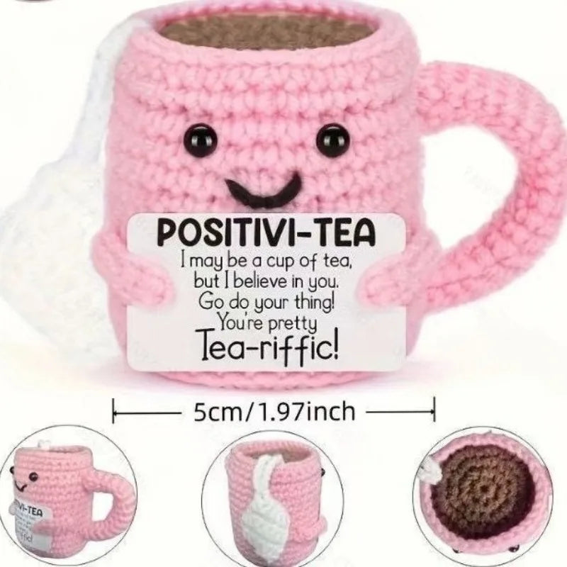 Funny Positive Beer Crochet Doll Pocket Hug Gift for Birthday Housewarming Party Decorations Christmas Halloween Gifts