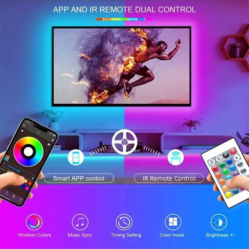 Smart RGB LED Strip – App Control, 5m-30m, WiFi & Bluetooth