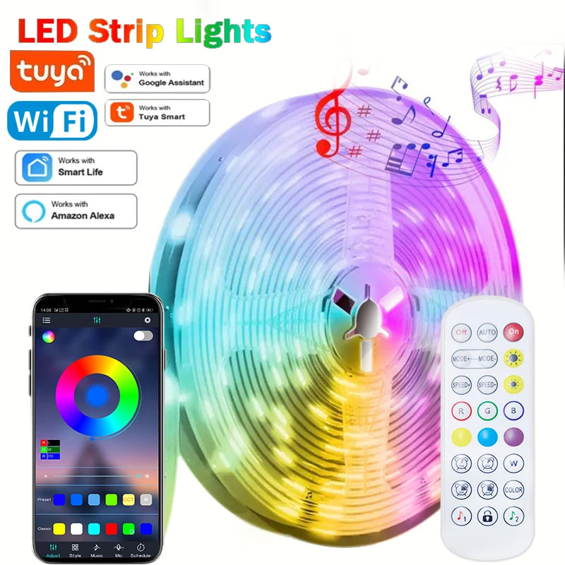 Smart RGB LED Strip – App Control, 5m-30m, WiFi & Bluetooth