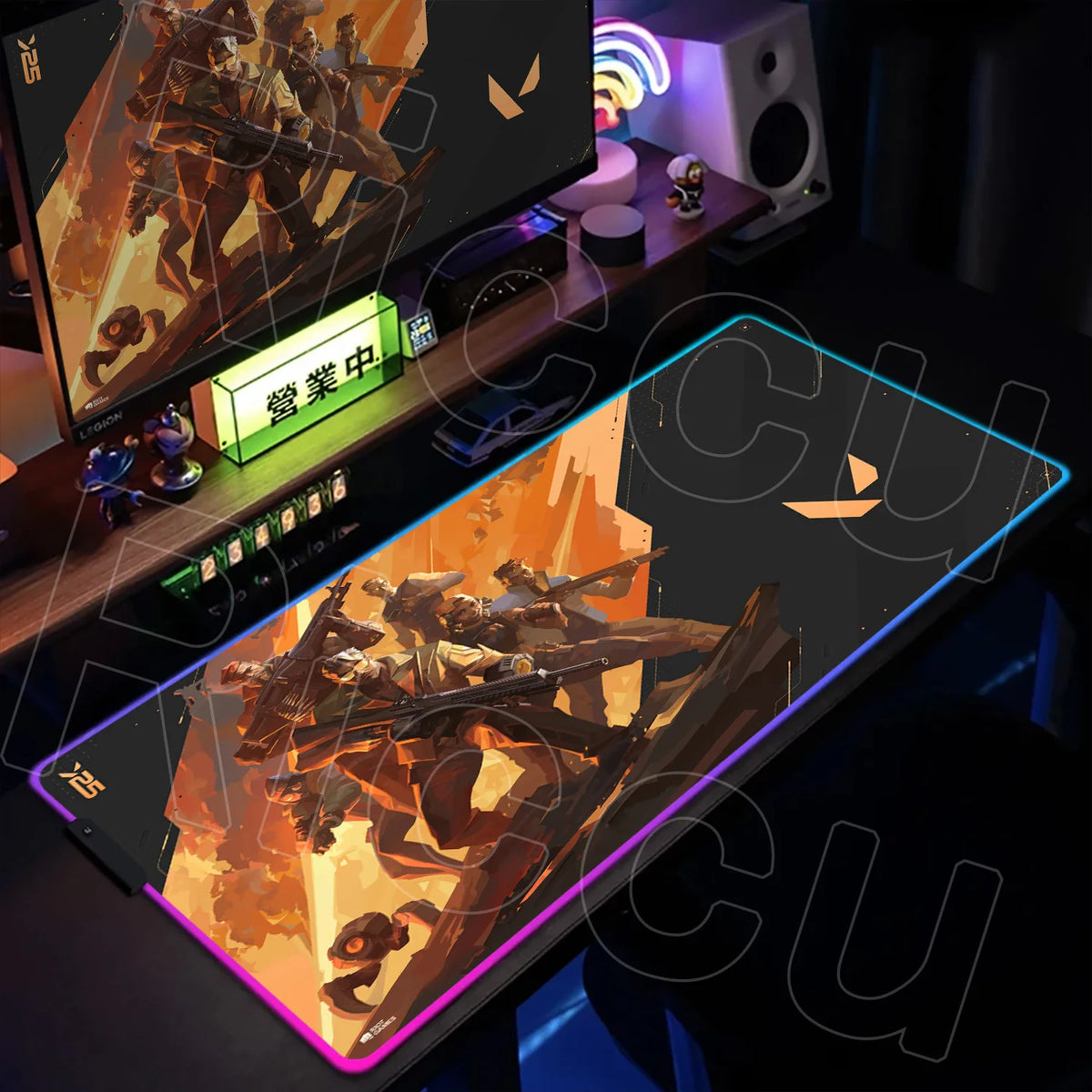 RGB Gaming Desk Mat – Valorant Edition, 30×80cm LED Backlit