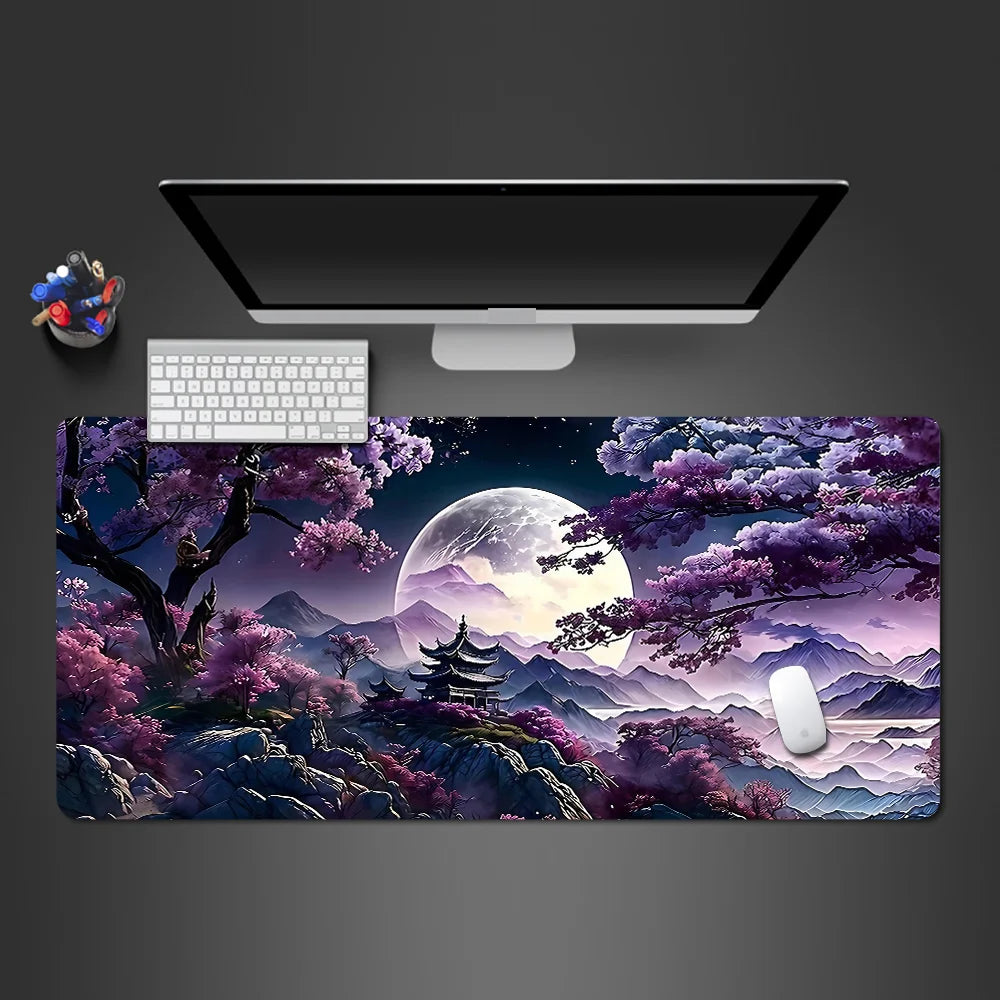 Sakura Landscape Gaming Desk Mat, Extended Non-Slip Mouse Pad