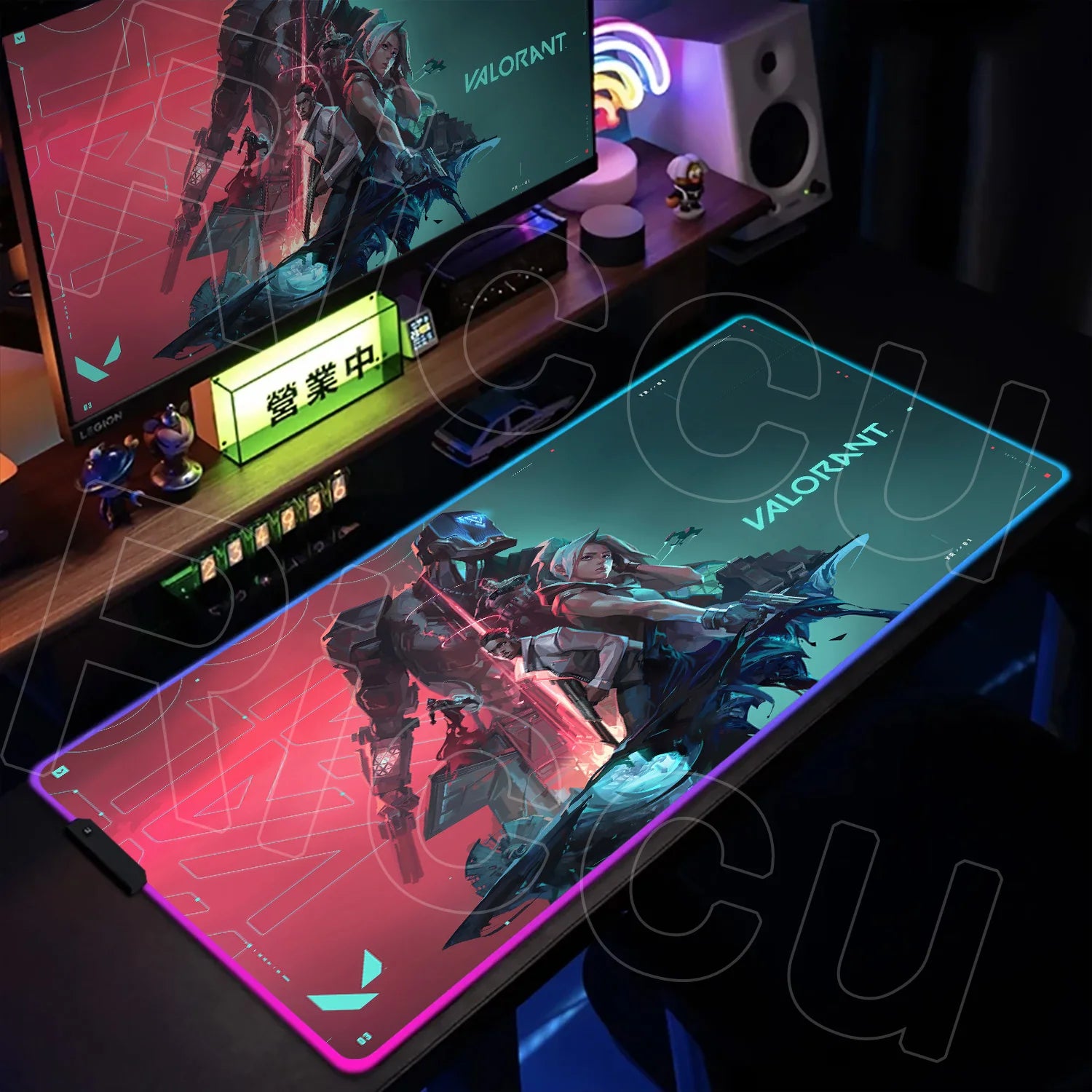 RGB Gaming Desk Mat – Valorant Edition, 30×80cm LED Backlit