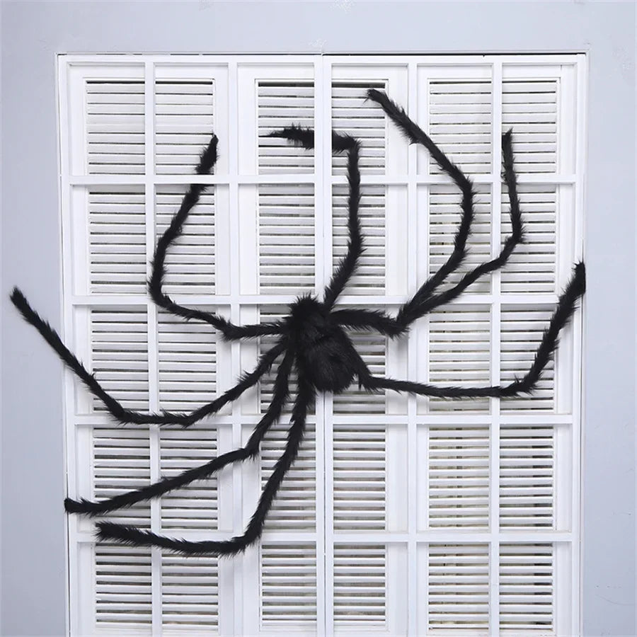 Halloween Black Scary Giant Spider Huge Spider Web Halloween Decoration for Home Bar Haunted House Props Holiday Outdoor Decor