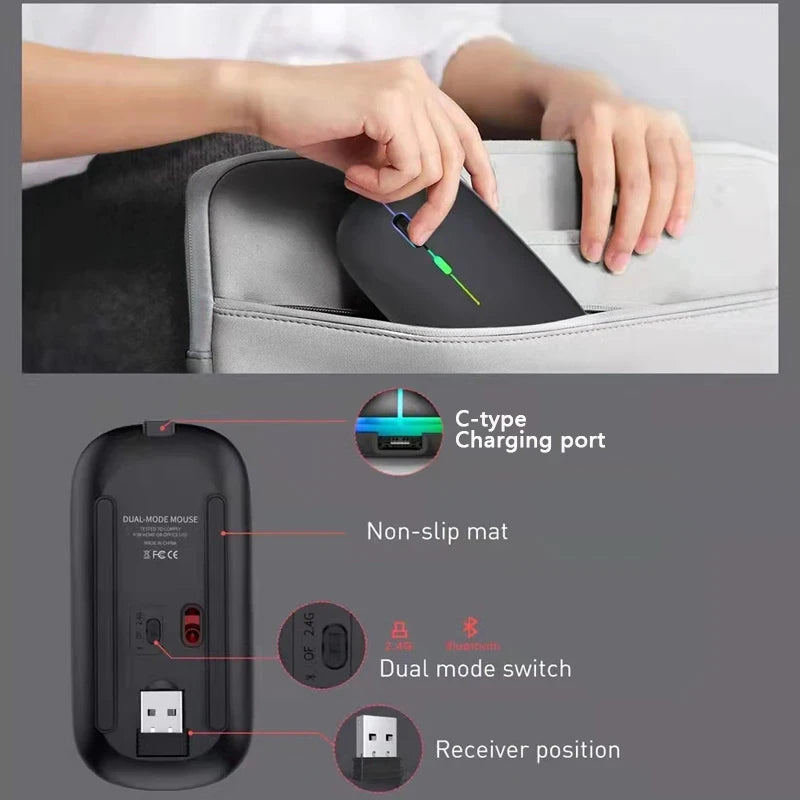 Rechargeable RGB Wireless Mouse, 2.4GHz, 1600 DPI