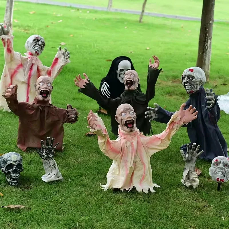 Halloween Voice Control Luminous Sound Large Size Ground Insertion Swinging Ghost Decoration Terrifying and Scary Scene Prop