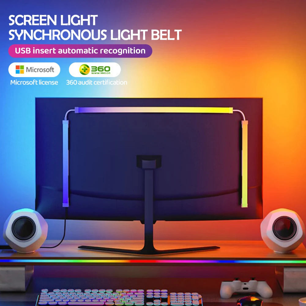 Monitor Ambient RGB Light Strip – Screen Sync, Gaming Room Decor