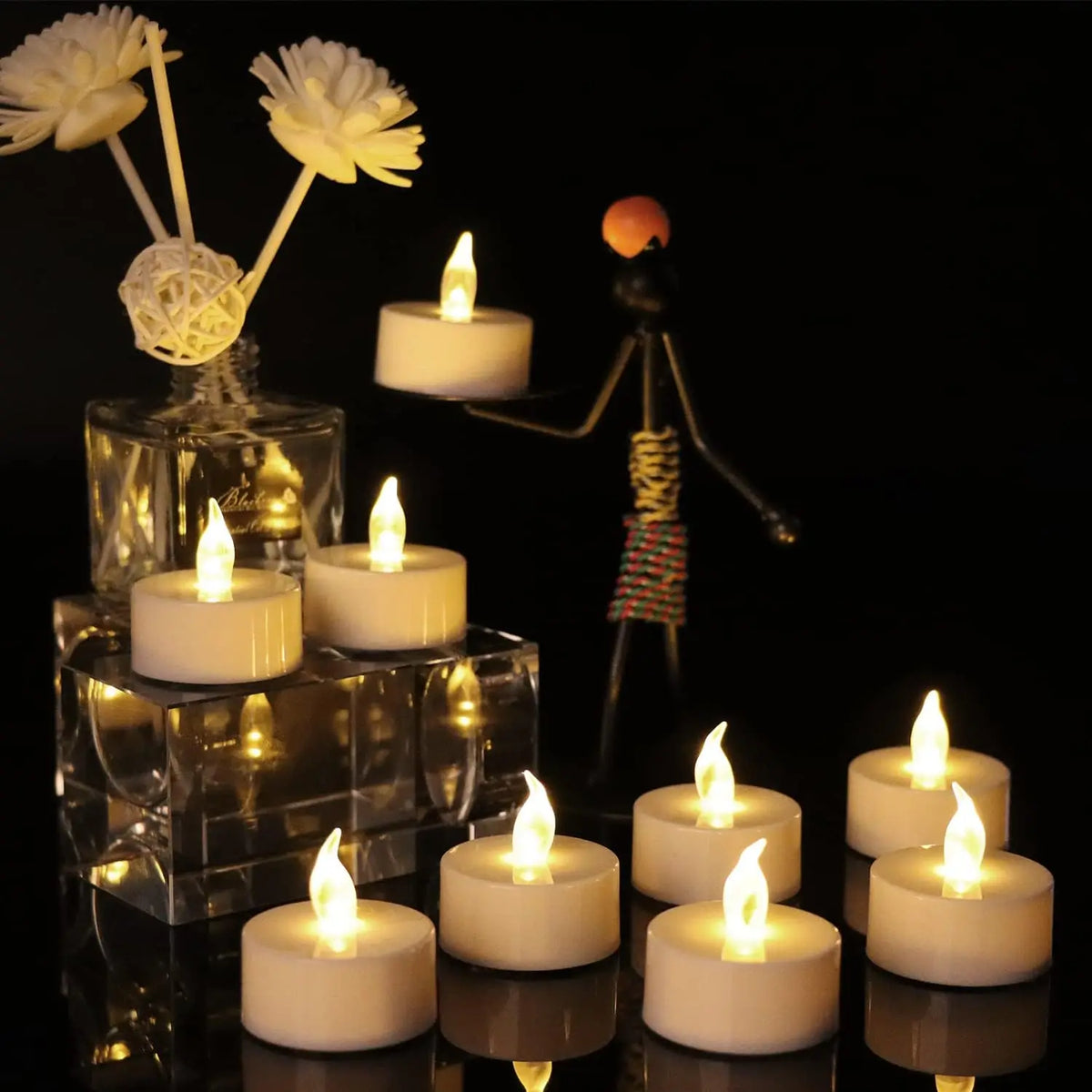12-96Pcs Flameless LED Candle Creative wishing Led Tea Light Warm White Flameless Candle Halloween Christmas Decor Candle Light