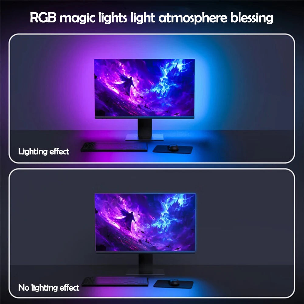 Monitor Ambient RGB Light Strip – Screen Sync, Gaming Room Decor