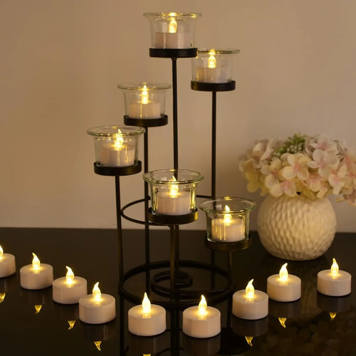 12-96Pcs Flameless LED Candle Creative wishing Led Tea Light Warm White Flameless Candle Halloween Christmas Decor Candle Light