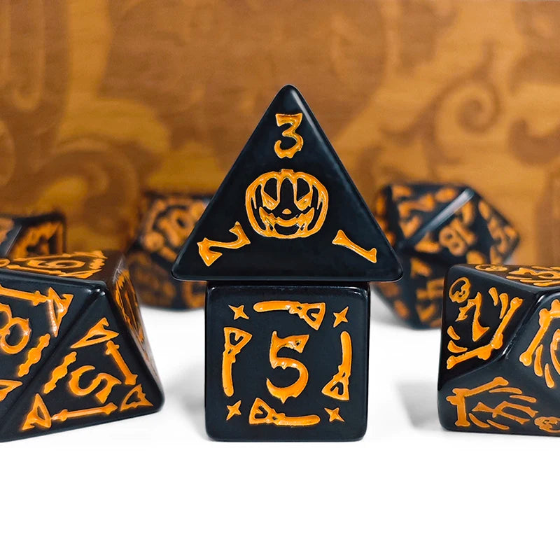 7pcs/set Halloween Themes Dice For DND RPG Entertainment Board Game Accessories D20 D12 D10 D8 D6 D4 Table Game Dice Set