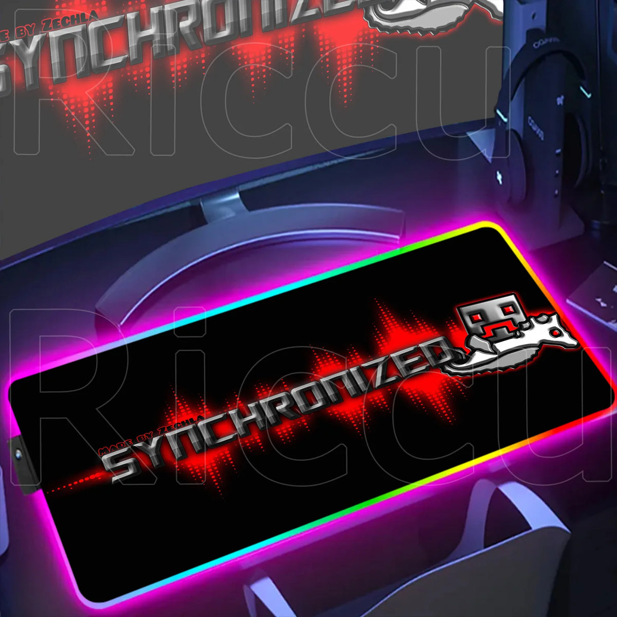 RGB Gaming Desk Mat – Geometry Dash Edition, Anime Style