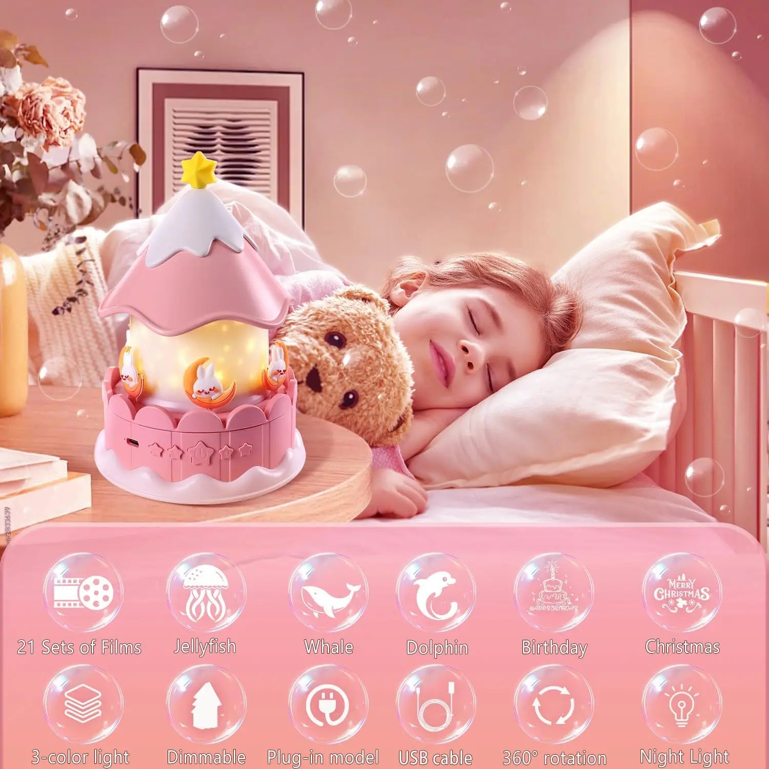 Galaxy Star Projector – 21-in-1 Scenes, 360° Rotate, Timer