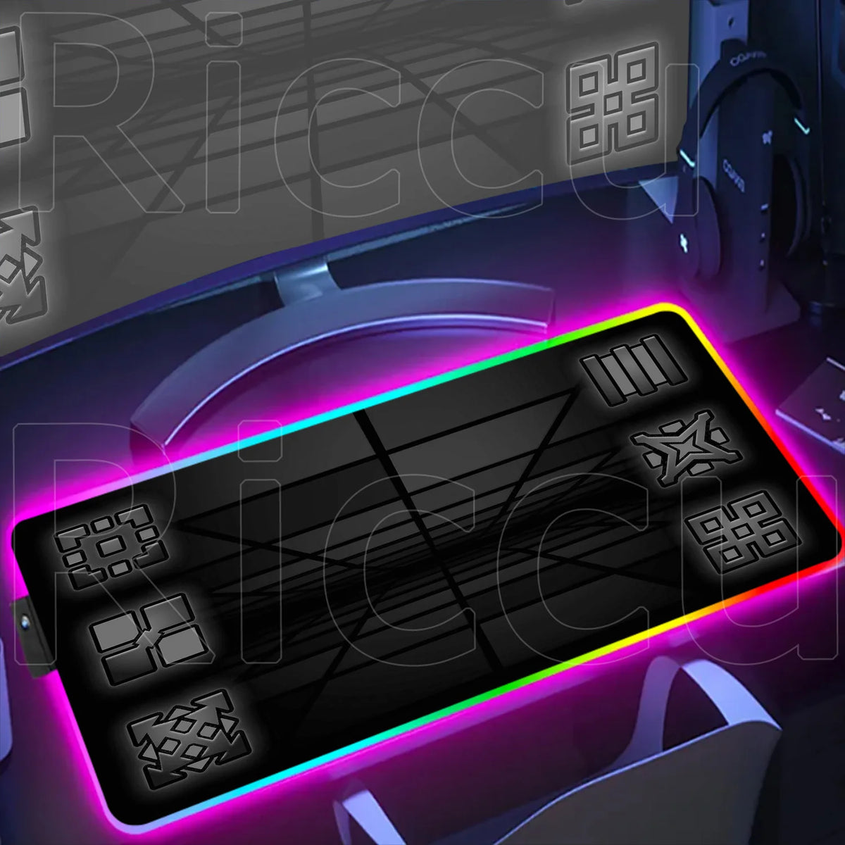 RGB Gaming Desk Mat – Geometry Dash Edition, Anime Style
