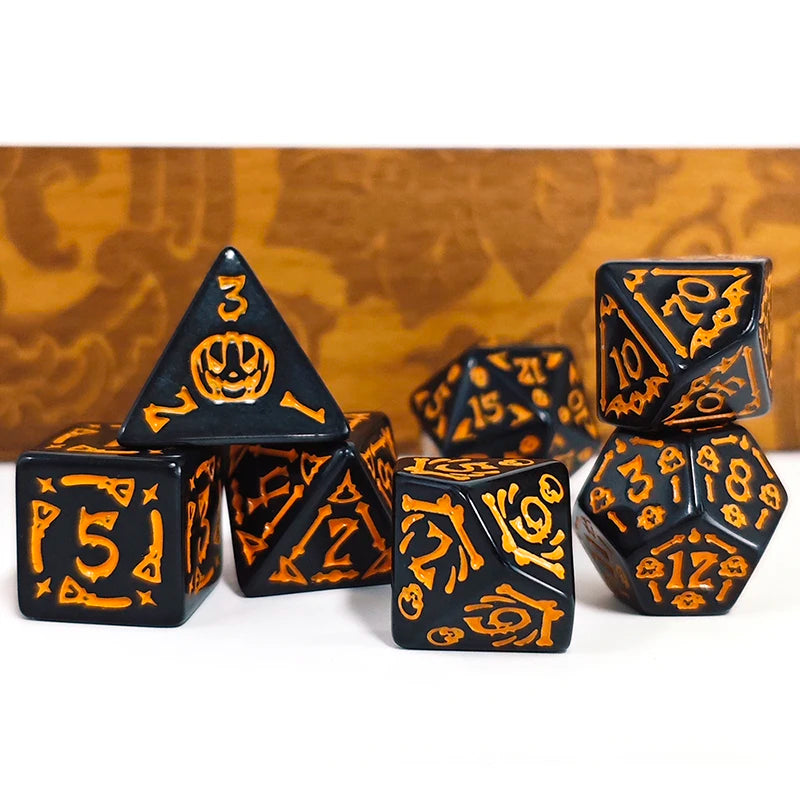 7pcs/set Halloween Themes Dice For DND RPG Entertainment Board Game Accessories D20 D12 D10 D8 D6 D4 Table Game Dice Set